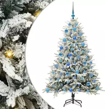 vidaXL K&uuml;nstlicher Weihnachtsbaum vorbelichtet mit Kugelset, gr&uuml;n (3395404)