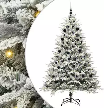 vidaXL K&uuml;nstlicher Weihnachtsbaum beleuchtet mit Kugelset, gr&uuml;n (3395407)