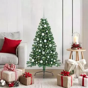 vidaXL K&uuml;nstlicher Weihnachtsbaum, vorbelichtet, gr&uuml;n, 120cm, PVC (3396992)