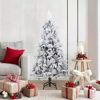 vidaXL Scharnier-Weihnachtsbaum schneebedeckt, wei&szlig;, 150cm (42019307)