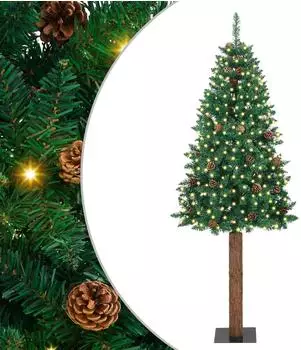 vidaXL Schlanker K&uuml;nstlicher Weihnachtsbaum 300 LEDs, gr&uuml;n, 210cm (3394873)