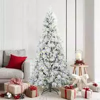 vidaXL K&uuml;nstlicher klappbarer Weihnachtsbaum Wei&szlig; 180 cm PE und PVC