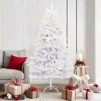 vidaXL K&uuml;nstlicher Weihnachtsbaum 300 LEDs PVC und Stahl Wei&szlig;