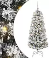 vidaXL K&uuml;nstlicher klappbarer Weihnachtsbaum Gr&uuml;n und Wei&szlig; 150 cm