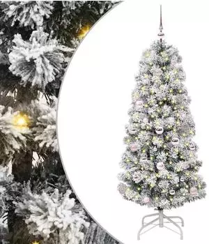 vidaXL K&uuml;nstlicher Klappbarer Weihnachtsbaum gr&uuml;n und wei&szlig; 150cm (3395588)