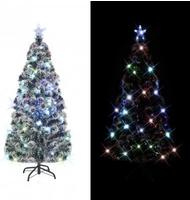 vidaXL Vorbeleuchteter Weihnachtsbaum mit St&auml;nder und LED 210 cm Glasfaser