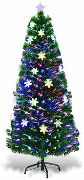 Costway LED-Weihnachtsbaum beleuchtet 150cm grün mit Glasfaser-Farbwechsler