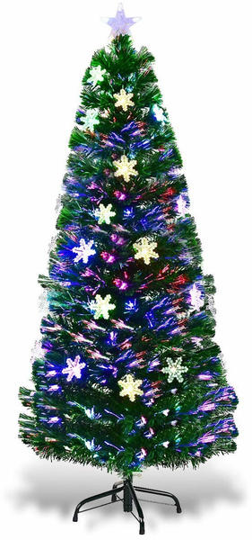 Costway LED-Weihnachtsbaum beleuchtet 150cm grün mit Glasfaser-Farbwechsler