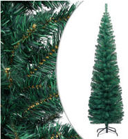 vidaXL K&uuml;nstlicher Weihnachtsbaum Schlank mit St&auml;nder Gr&uuml;n 210 cm PVC