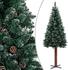 vidaXL Schlanker Weihnachtsbaum mit Echtholz und Schnee grün 150 cm (320960)