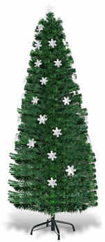 Costway LED-Weihnachtsbaum beleuchtet 180cm grün mit Glasfaser-Farbwechsler