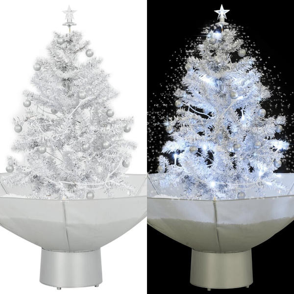 vidaXL Schneiender Weihnachtsbaum mit Schirmfuß weiß 75 cm (284332)