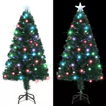 vidaXL Künstlicher Weihnachtsbaum mit Ständer/LED 120 cm Fiberoptik (284300)