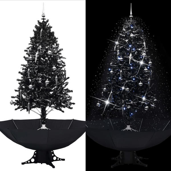 vidaXL Schneiender Weihnachtsbaum mit Schirmfuß schwarz 190 cm (289934)