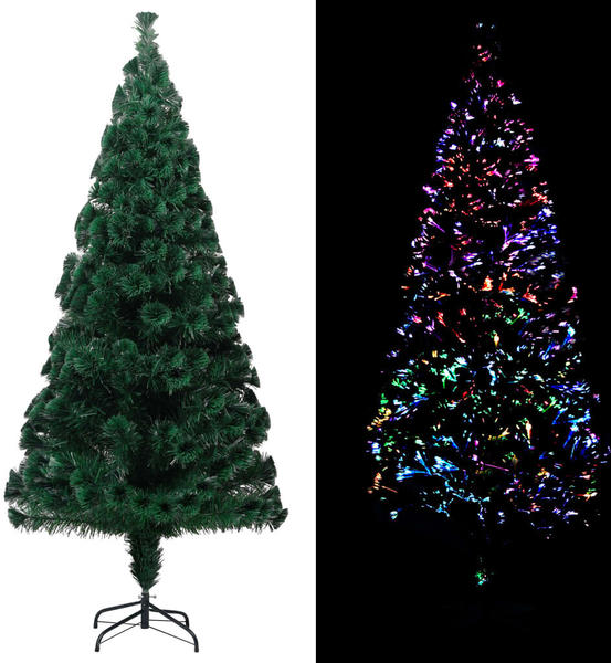 vidaXL Künstlicher Weihnachtsbaum mit Ständer grün 210 cm Fiberoptik (321029)
