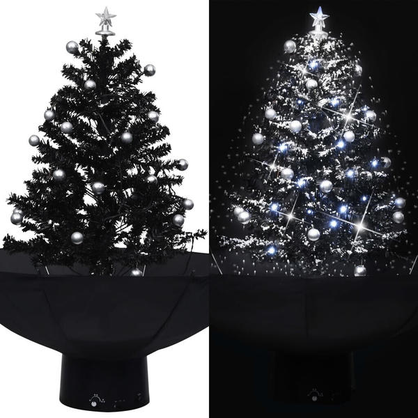 vidaXL Schneiender Weihnachtsbaum mit Schirmfuß schwarz 75 cm (289931)