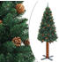 vidaXL Schlanker Weihnachtsbaum mit Echtholz und Zapfen grün 210cm (320959)