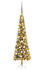 vidaXL Schlanker Weihnachtsbaum mit LEDs & Kugeln gold 120 cm (3078126)