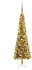 vidaXL Schlanker Weihnachtsbaum mit LEDs & Kugeln gold 240 cm (3078130)
