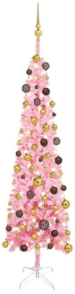 vidaXL Weihnachtsbaum Schlank mit LEDs & Kugeln Rosa 180 cm (3078026)