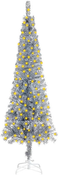 vidaXL Weihnachtsbaum Schlank mit LEDs silber 210 cm (3078011)