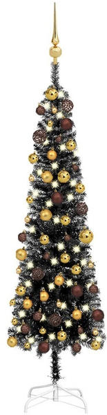 vidaXL Weihnachtsbaum Schlank mit LEDs & Kugeln schwarz 120 cm (3078029)