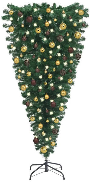 vidaXL Künstlicher Weihnachtsbaum Kopfüber mit LEDs & Kugeln 240 cm (3078018)