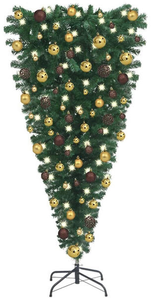 vidaXL Künstlicher Weihnachtsbaum Kopfüber mit LEDs & Kugeln 150 cm (3078015)