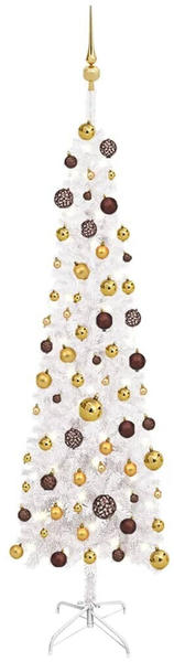 vidaXL Weihnachtsbaum Schlank mit LEDs & Kugeln weiß 180 cm (3078021)
