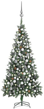 vidaXL Künstlicher Weihnachtsbaum mit LEDs, Kugeln & Zapfen 210 cm (3077897)