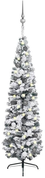 vidaXL Künstlicher Weihnachtsbaum Schlank mit LEDs & Kugeln grün 240cm (3077907)