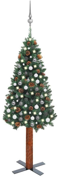 vidaXL Weihnachtsbaum Schlank mit LEDs & Kugeln grün 210 cm (3077910)