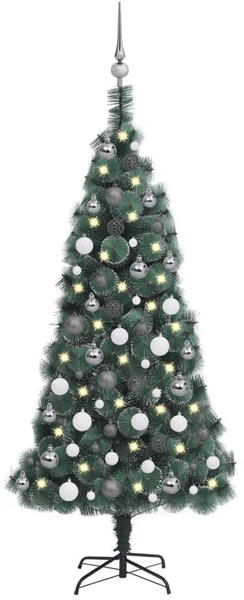 vidaXL Künstlicher Weihnachtsbaum LEDs & Kugeln grün 120 cm & PE (3077922)
