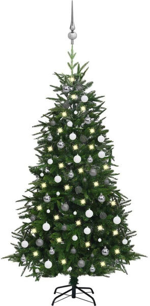 vidaXL Künstlicher Weihnachtsbaum LEDs & Kugeln grün 180 cm & PE (3077924)
