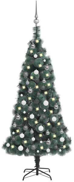 vidaXL Künstlicher Weihnachtsbaum LEDs & Kugeln grün 150 cm & PE (3077923)