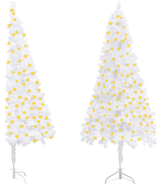 vidaXL Künstlicher Eck-Weihnachtsbaum mit LEDs weiß 150 cm (3077938)