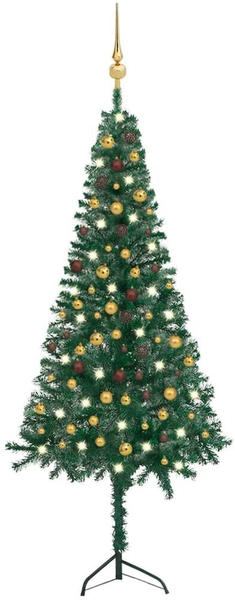 vidaXL Künstlicher Eck-Weihnachtsbaum LEDs & Kugeln grün 240 cm (3077946)