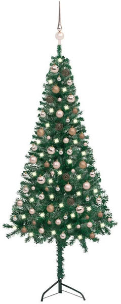 vidaXL Künstlicher Eck-Weihnachtsbaum LEDs & Kugeln grün 180 cm (3077954)