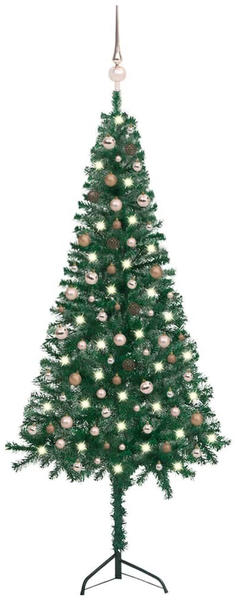 vidaXL Künstlicher Eck-Weihnachtsbaum LEDs & Kugeln grün 240 cm (3077956)