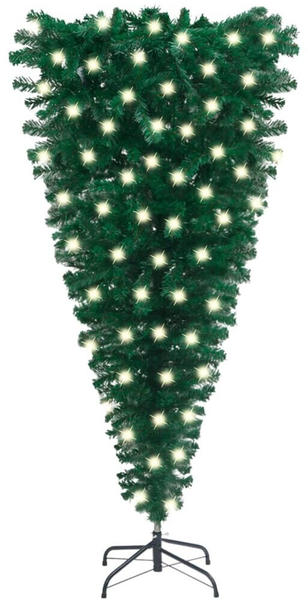 vidaXL Künstlicher Weihnachtsbaum Kopfüber mit LEDs grün 120 cm (3077973)