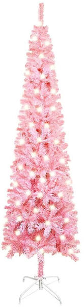 vidaXL Weihnachtsbaum Schlank mit LEDs Rosa 150 cm (3077984)