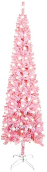 vidaXL Weihnachtsbaum Schlank mit LEDs Rosa 210 cm (3077986)
