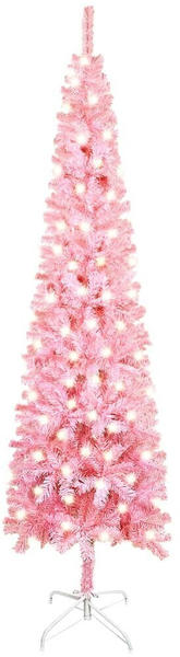 vidaXL Weihnachtsbaum Schlank mit LEDs Rosa 180 cm (3077985)