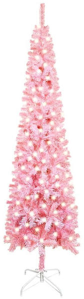 vidaXL Weihnachtsbaum Schlank mit LEDs Rosa 240 cm (3077987)