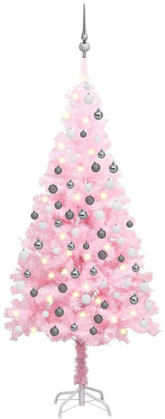 vidaXL Künstlicher Weihnachtsbaum mit LEDs & Kugeln Rosa 120 cm (3077669)