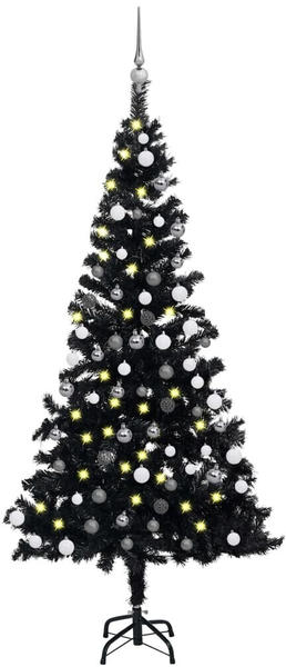 vidaXL Künstlicher Weihnachtsbaum mit LEDs & Kugeln schwarz 180cm (3077676)