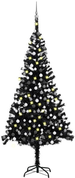 vidaXL Künstlicher Weihnachtsbaum mit LEDs & Kugeln schwarz 240cm (3077678)