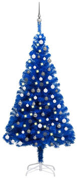 vidaXL Künstlicher Weihnachtsbaum mit LEDs & Kugeln blau 120 cm (3077679)