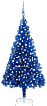 vidaXL Künstlicher Weihnachtsbaum mit LEDs & Kugeln blau 210cm (3077682)