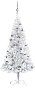 vidaXL Künstlicher Weihnachtsbaum mit LEDs & Kugeln silber 150cm (3077695)